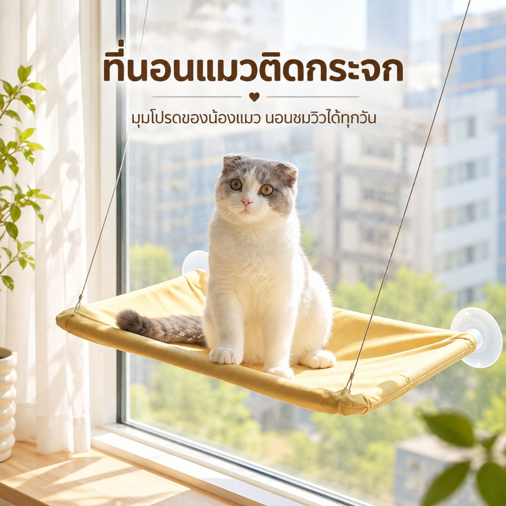 🌵 เปลแมวติดกระจก เปลแมว รับน้ำหนักได้ถึง 20kg เปลสัตว์เลี้ยงสีพาสเทล ที่นอนแมว บ้านแมว 🌵
