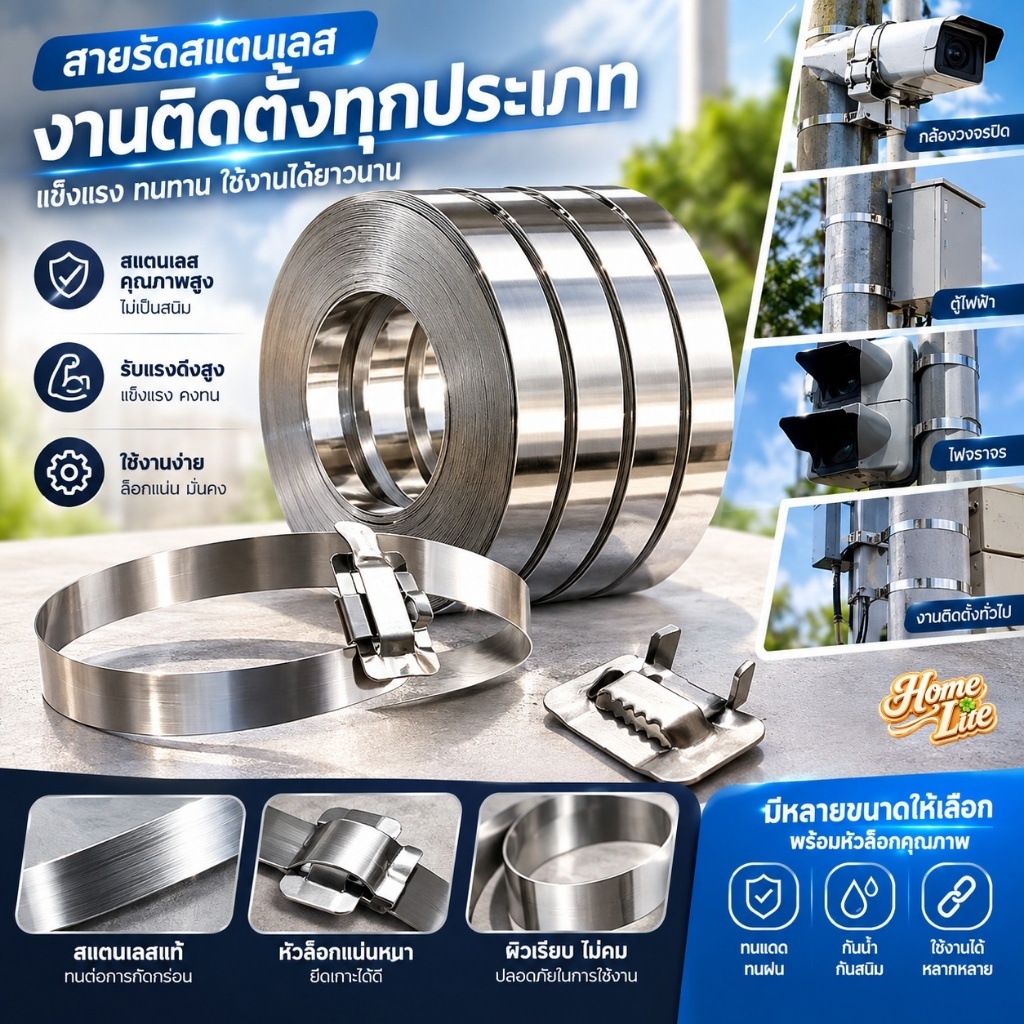 Stainless Steel Banding 0.5x12.7mm 30M Steel Strapping - เหล็กพืดรัดสินค้า คุณภาพสูง ใช้ได้หลายงาน