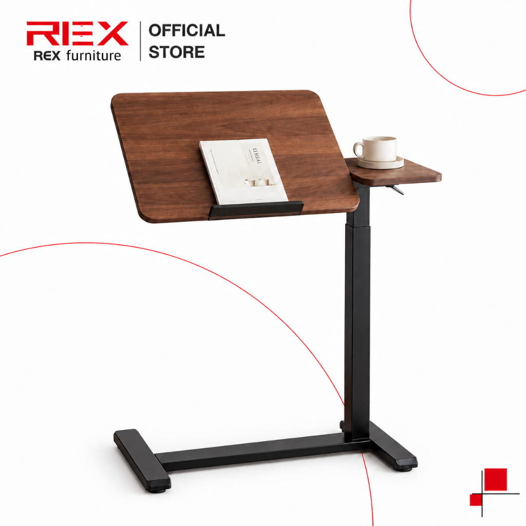 REX โต๊ะยกเคลื่อนที่ โต๊ะข้างเตียง โต๊ะยืนอเนกประสงค์ ขาโต๊ะซ่อน เดสก์ท็อปแบบย้อนกลับได้ ยกอิสระ รับน้ำหนักได้มั่นคง
