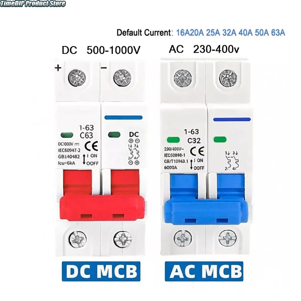 <COD>สวิตช์แบตเตอรี่เบรกเกอร์ 2P DC MCB 1000V AC 400V 63A สำหรับระบบ Solar Photovoltaic PV ตัดวงจรอัตโนมัติ