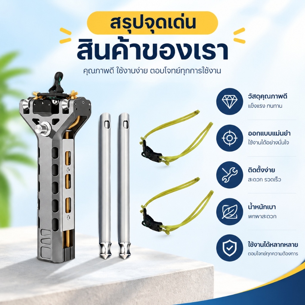G4 หนังสติ๊ก ใช้ลูกเหล็ก 8 มม. มาพร้อมท่อยิง 2 อัน ยาง 2 เส้น ระบบโหลดอัตโนมัติ ดูดลูกด้วยแรงแม่เหล็ก เหมาะสำหรับใช้งานก