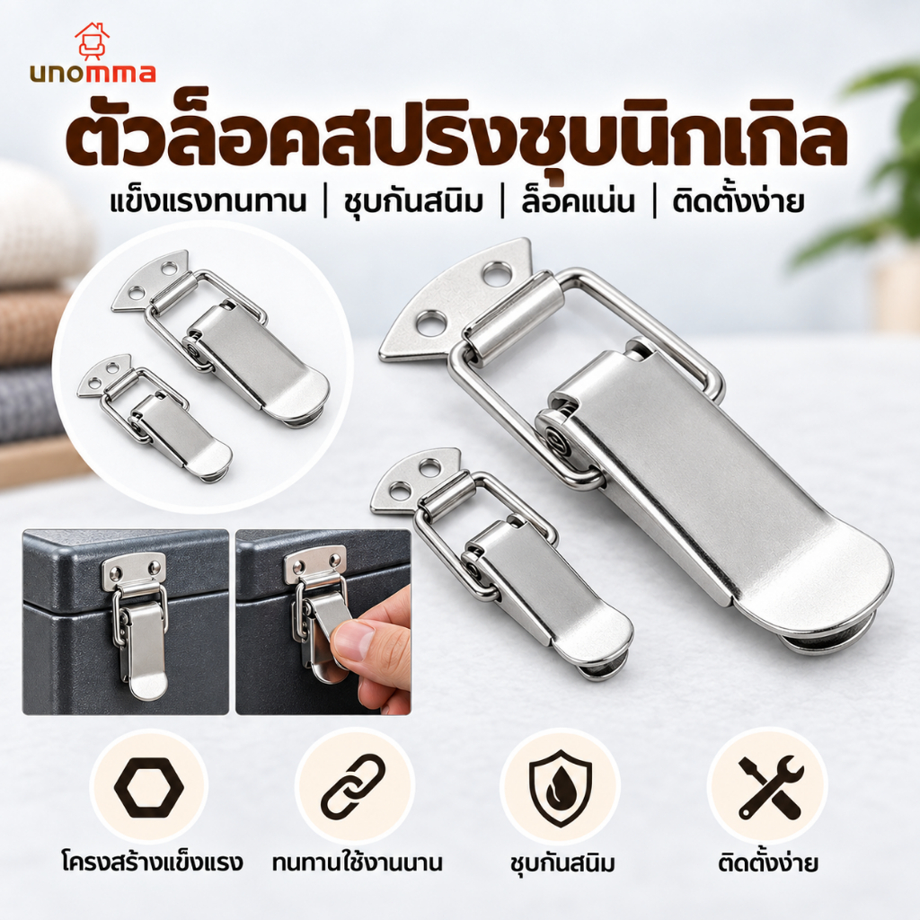 COD หูล็อคปิ่นโต กิ๊บล็อค หูล็อค หูปิ่นโต Snap Lock สแตนเลส หูปิ่นโตสปริงดึงกลับ แบบห่วงล็อค กิ๊บล็อค หูล็อค หูปิ่นโต