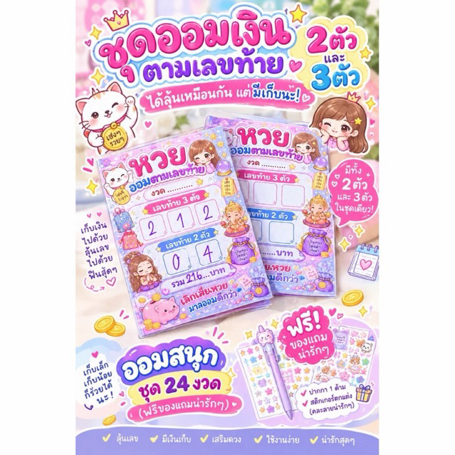 ชุดออมเงินตามเลขท้าย 2 และ 3 ตัว (รอจัดส่ง1-3วัน)