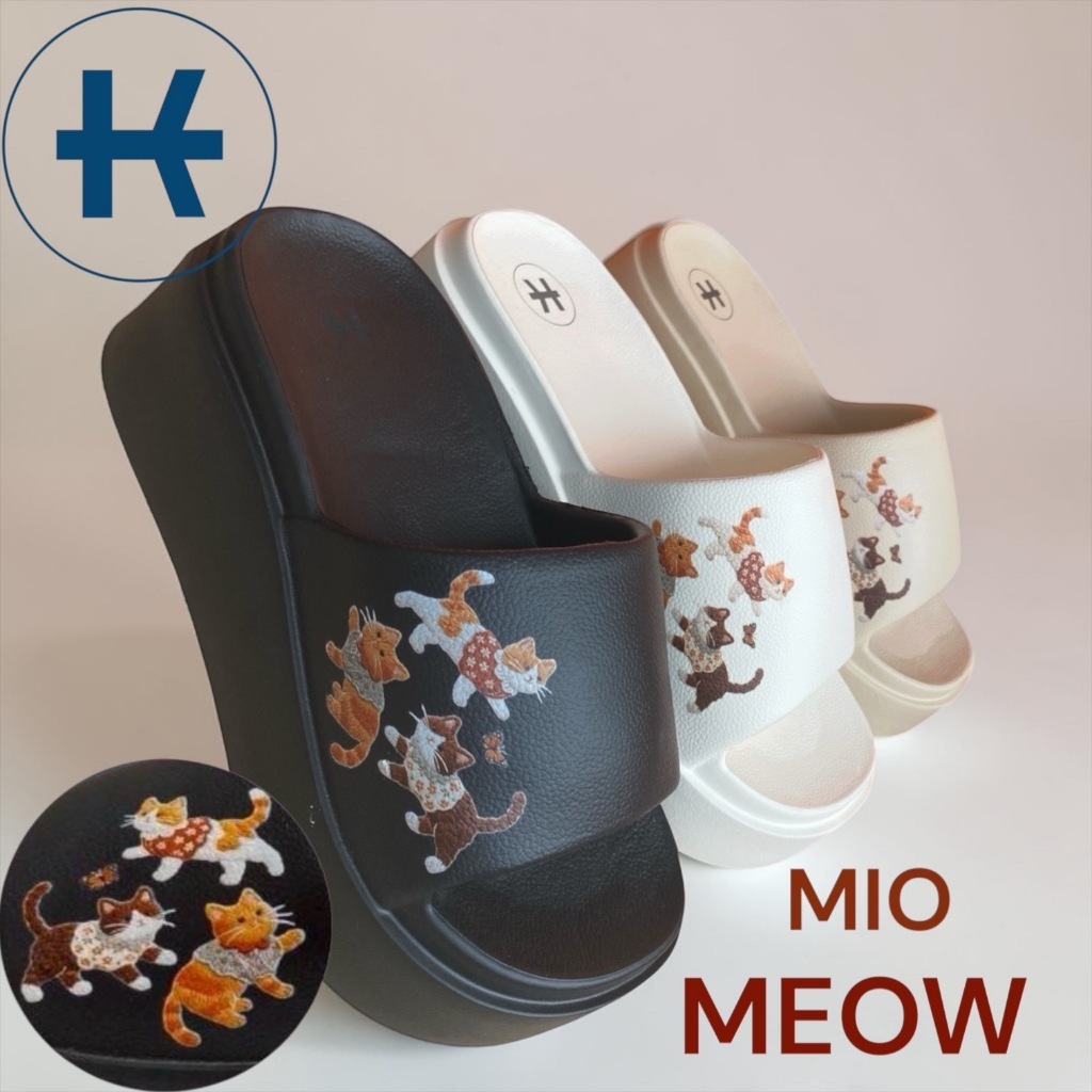 รองเท้าแตะสวมรุ่นMEOWมี3สีดำ/เบจ/และไอโวรี/ไชร์คู่35-36/37-38/39-40