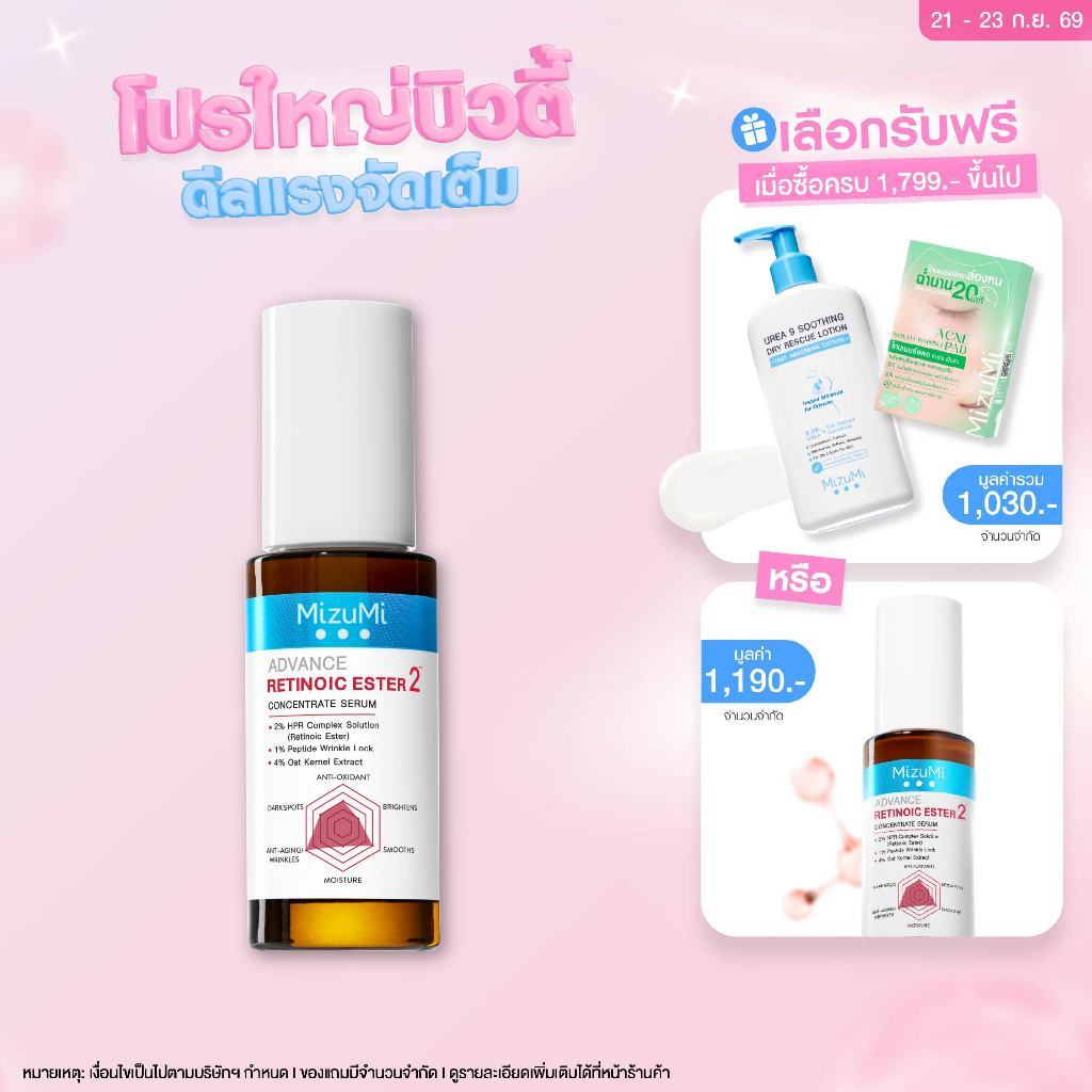 [เรตินอลเจนใหม่] MizuMi Advance Retinoic Ester Serum 30 ml ลดเลือนริ้วรอย ผิวเฟิร์มกระชับ New retinol - less irritating