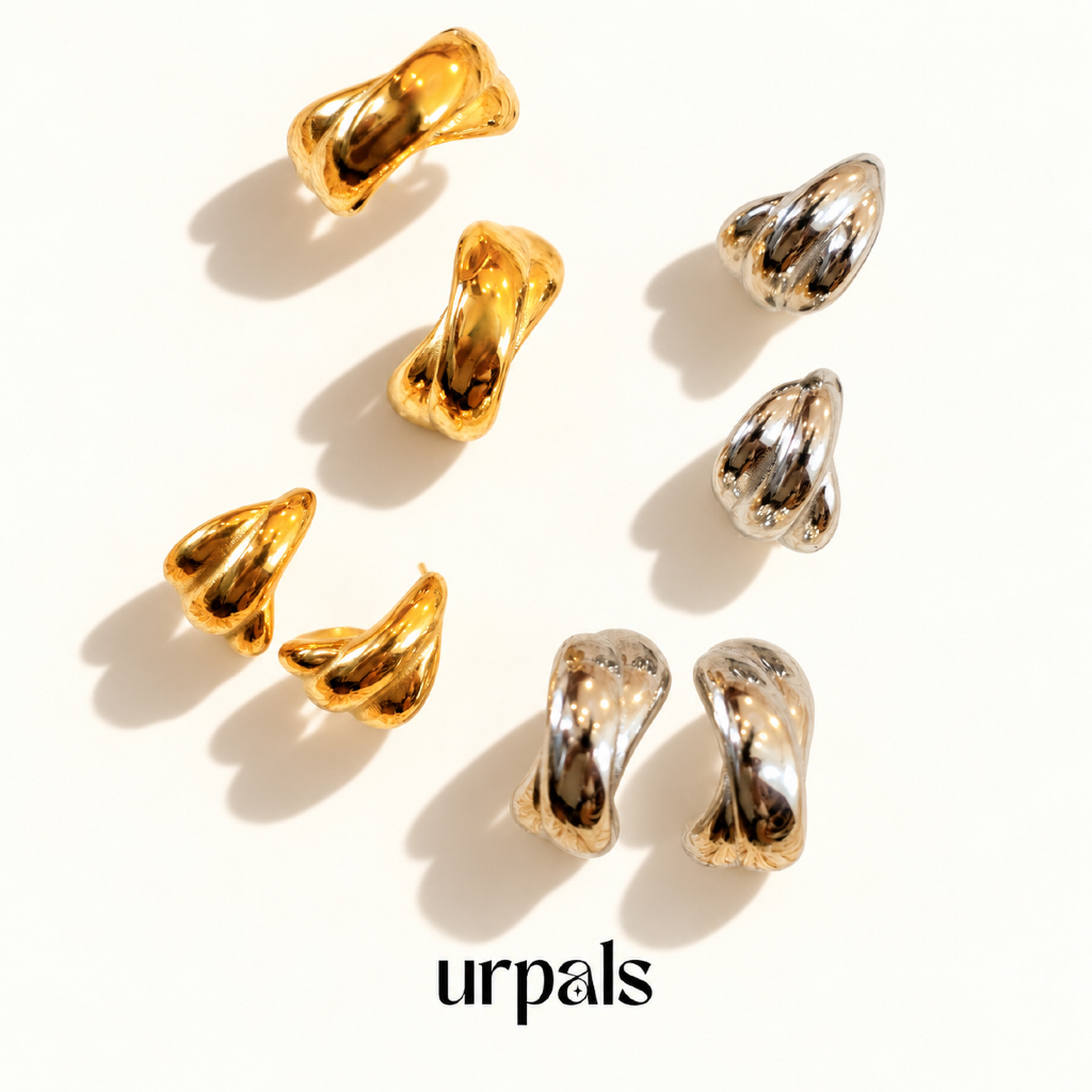URPALS ต่างหู ต่างหูสายฝอ Stainless ชุบทอง18K ทนน้ำ ทนเหงื่อได้ดี