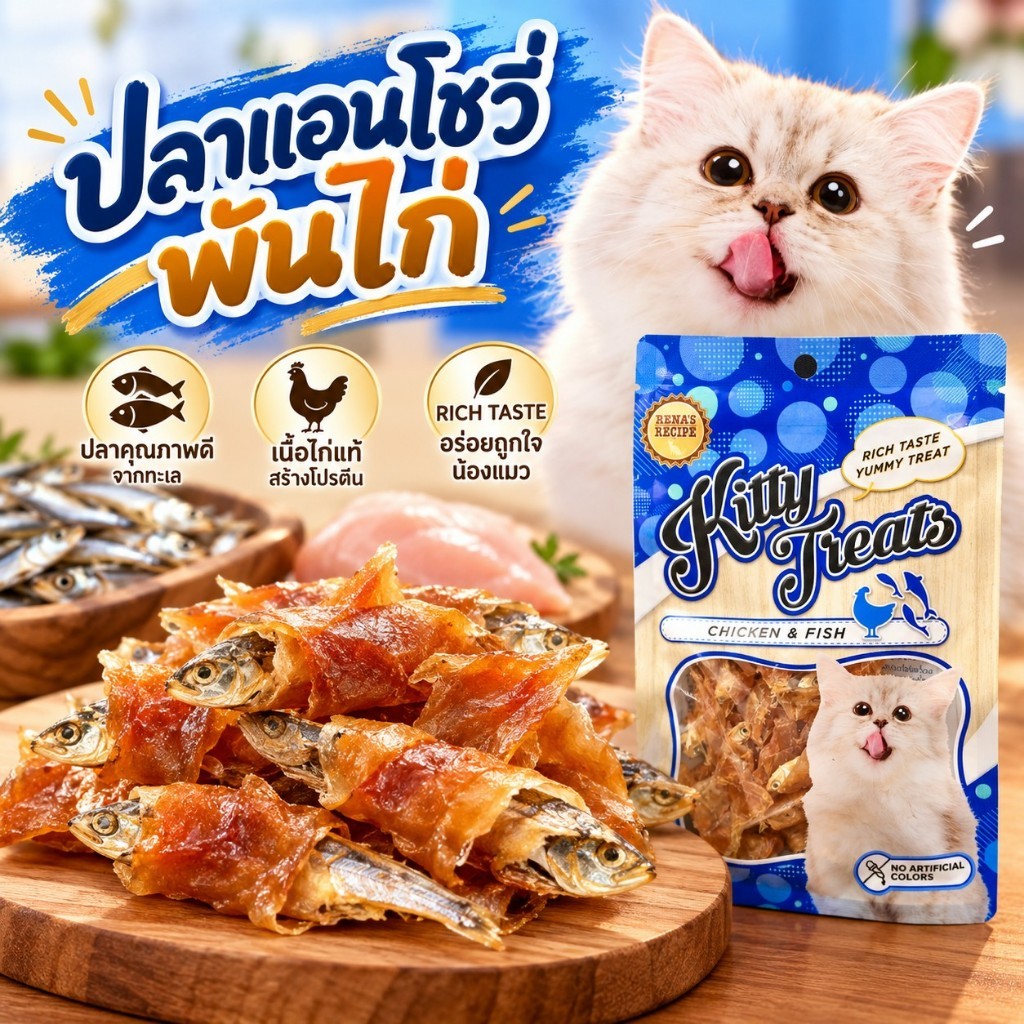 Kitty Treats سكاكر قطط حلزونية ناعمة دجاج وسمك — صورة 5