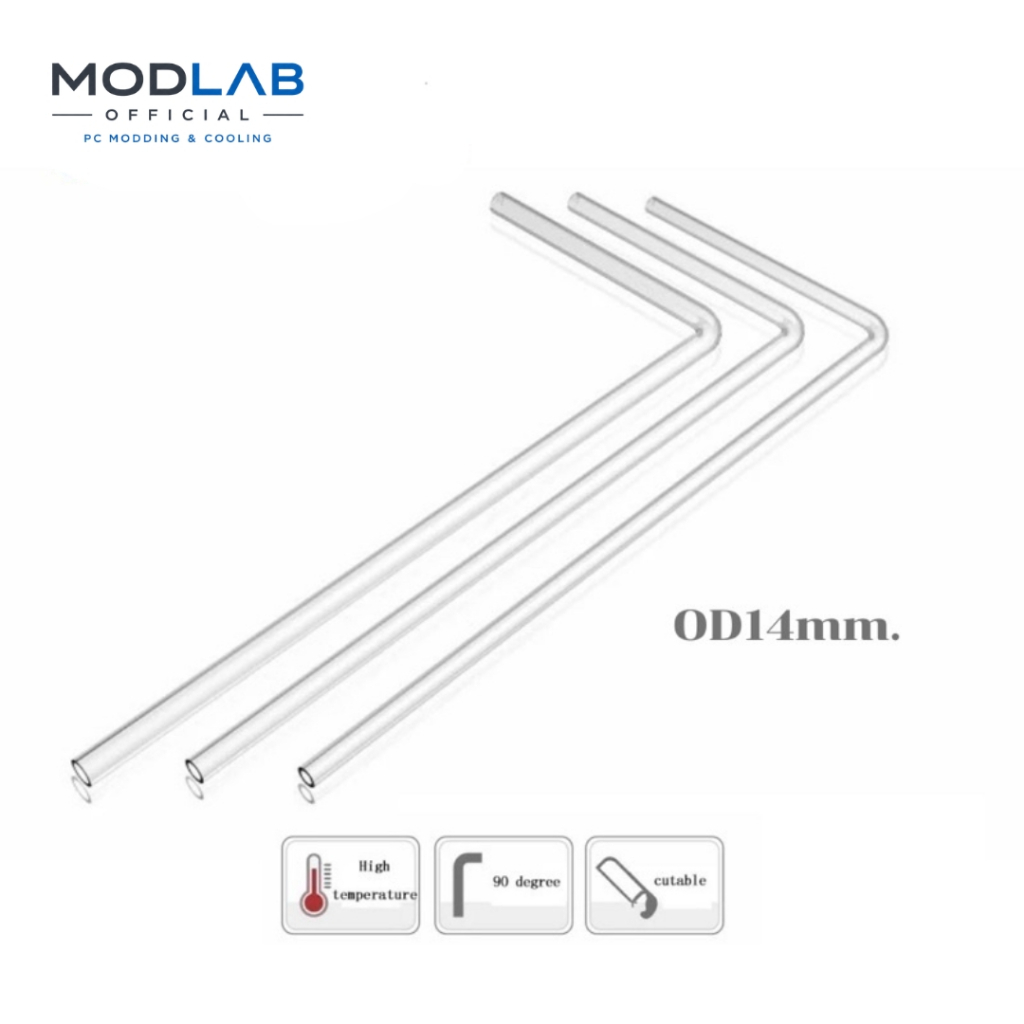 ท่องอ90องศา สำหรับชุดน้ำเปิด PC water cooling ท่อแบบดัดสำเร็จงอ90องศา PETG Hard Tube OD14mm