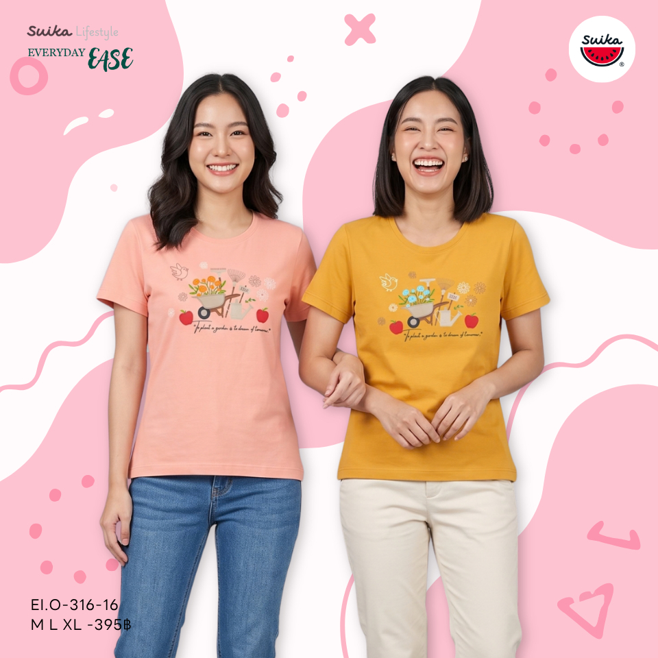 เสื้อแตงโม (SUIKA) - เสื้อยืดคอกลมแขนสั้น ผ้าอินเตอร์ล็อก ลายIM'CATTING ( EI.O-293 316 255 338 201 ) — صورة 5