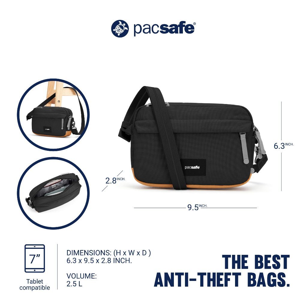 Pacsafe حقيبة كروس GO مضادة للسرقة (تتسع لتابلت 7 بوصة) — صورة 4