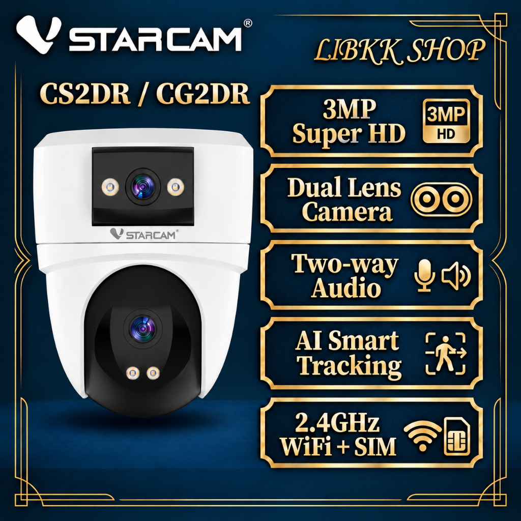 Vstarcam CS2DR CG2DR (เลนส์คู่) IP Camera WIFI / 4G กล้องวงจรปิดไร้สาย  3MP(1296P) indoor มีAI+