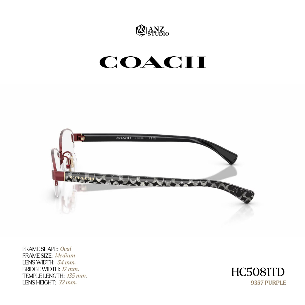 COACH إطار نظارة بيضاوي نصف إطار HC5081TD — صورة 6