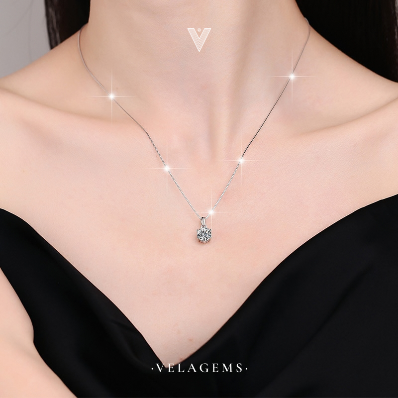 VELAGEMS قلادة مويسانيت 1 قيراط فضة 92.5%
