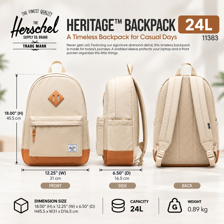 Herschel حقيبة ظهر Heritage ‏24 لتر — صورة 2