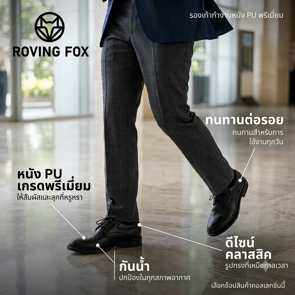 ROVING FOX حذاء رجالي جلد برباط — صورة 6