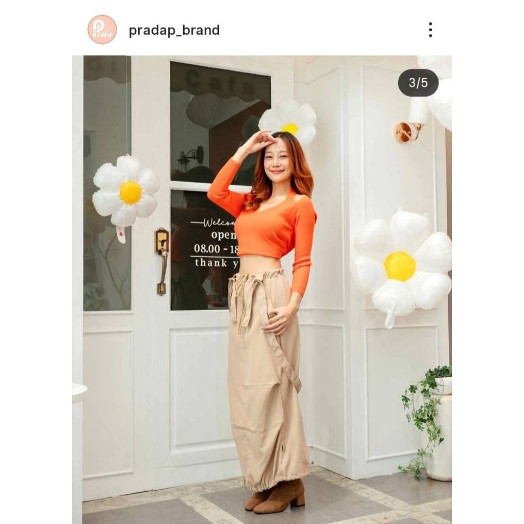 pradapกระโปรงคาร์โก้สีเทา