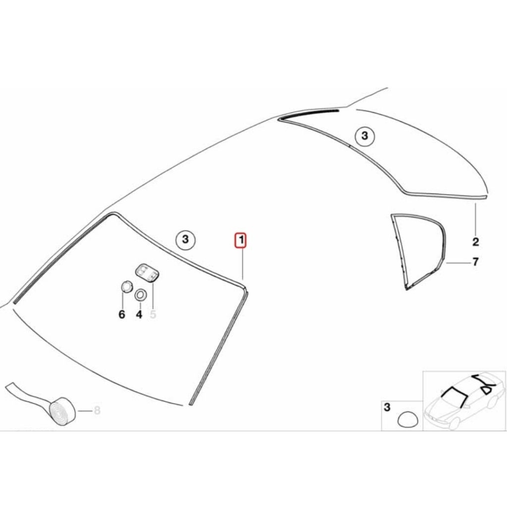 ขอบคิ้วกระจกบังหน้า-หลัง BMW E46