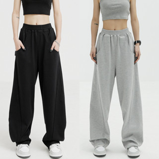 Hotgirl พร้อมส่ง กางเกงวอร์ม กางเกงขายาว เอวสูง สีพื้น แฟชั่…