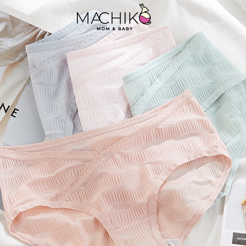 MACHIKO | U16 กางเกงในคนท้องเอวต่ำ ลายริ้ว ผ้าบางเบา เป้าไม่ร่อน ระบายอากาศดี แม่ท้อง ตั้งครรภ์