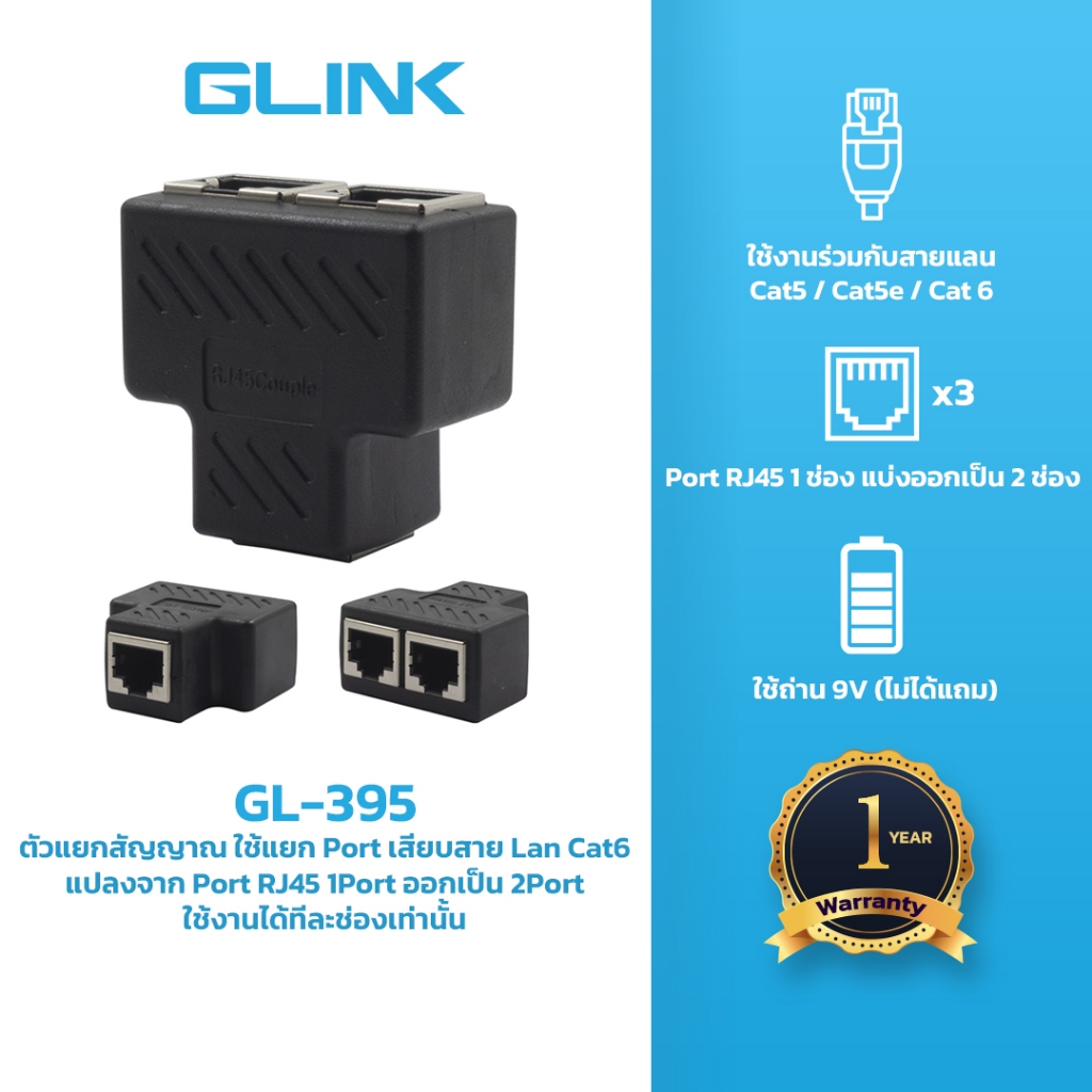 Glink GL395 Ethernet Splitter RJ-45 1:2 หัวต่อแยกสายแลน
