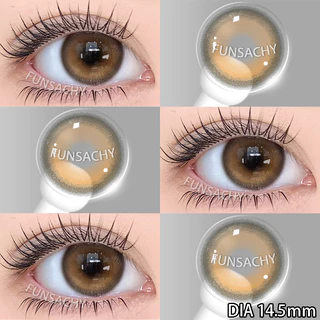 （0.00-6.00）คอนแทคเลนส์สายตาสั้นหนึ่งคู่ hawaii สีน้ำตาล/สีเทา/สีน้ำเงิน 14.5 มม.การขยายรูม่านตา
