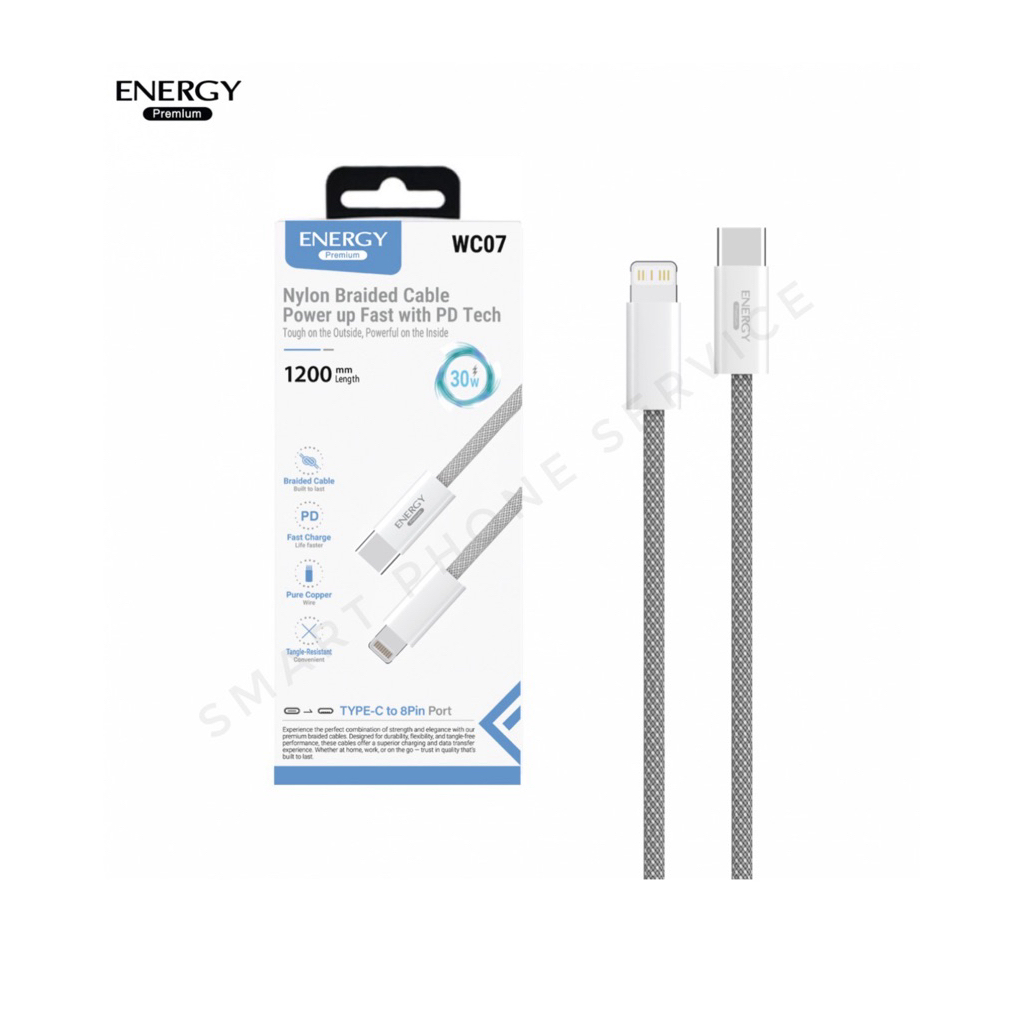 สายชาร์จ ENERGY แท้ รุ่น ERC-PD 30w Type C to L / C to C สีขาว