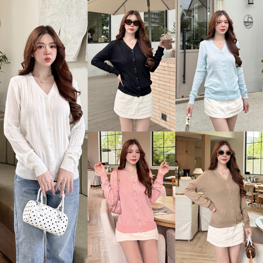 เสื้อยืดผู้หญิง เสื้อไหมพรมเเขนยาว ทรงหลวม มี12สีเลือกได้ ฟรีไซส์ สไตล์ออลแมทช์ #22383