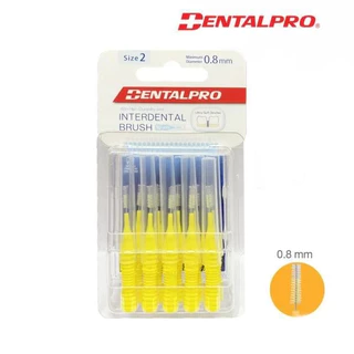 (แบบตรง) Dental pro แปรงซองฟัน (10 ด้าม/pack) มีให้เลือก 5 ขนาด มีปลอกหุ้มแปรงแถมทุกด้าม