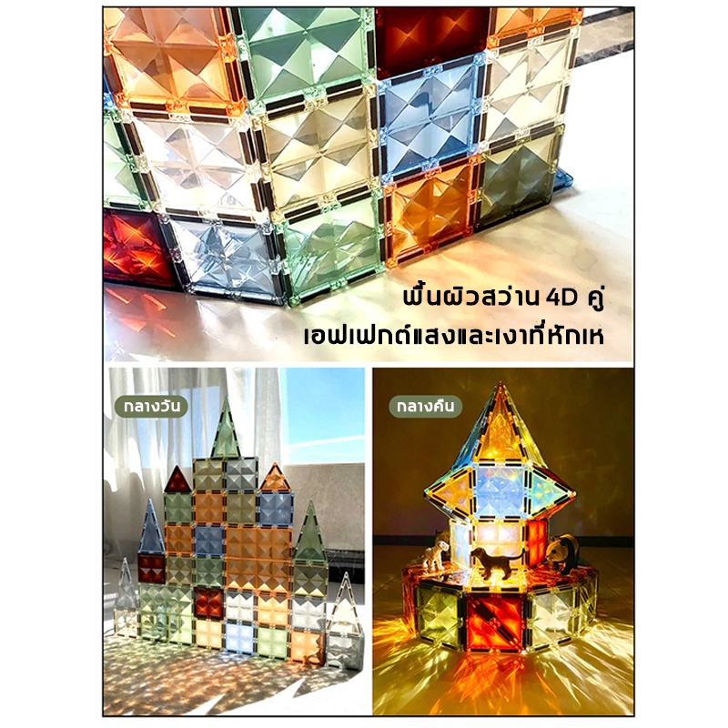 ONSHINE magnetic tiles 4D รุ่นขยาย7.5CM 20-100ชิ้น เกมฝึกสมอง ฝึกสมาธิ ของเล่น3-6ขวบ แม่เหล็กของเล่น - รูปที่ 3