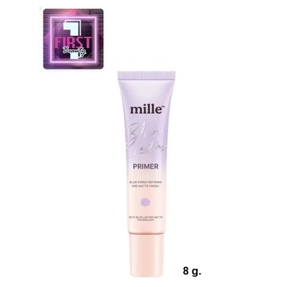 ( 1 หลอดม่วง ) Mille Primer BLUR LASTING PRIMER 8 g. มิลเล่ ไพรเมอร์ม่วง ฟินิชแมทท์