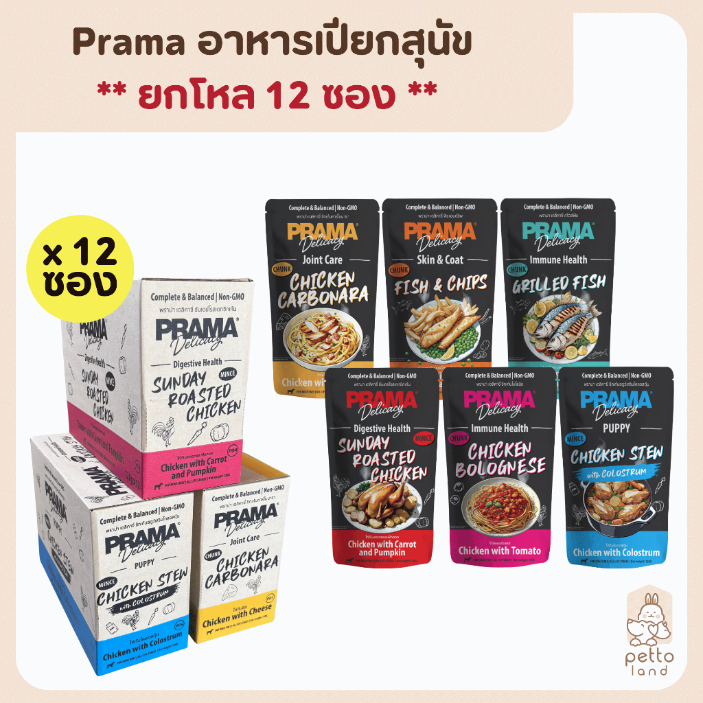 (ยกโหล) Prama อาหารเปียกสุนัข สูตร Complete and Balanced 120g