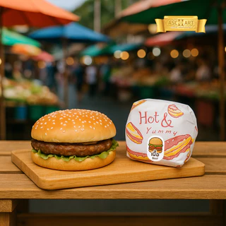 สติ๊กเกอร์ MENU แฮมเบอร์เกอร์ (แพ็ค 100 ดวง) 🍔🌭