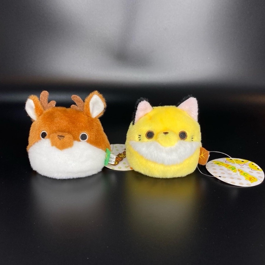 🇯🇵San-Ei Japan🍡 Shiga-Dango & Kitsune-Dango Plush 🦌 ⁣⁣⁣⁣🍡จิ้งจอก และ กวาง ดังโงะก้นถ่วง Set 2 ตัว จา