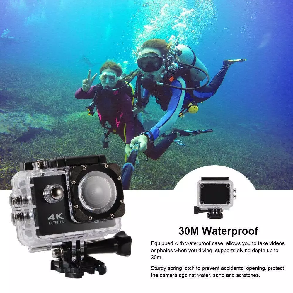 ส่งเร็ว ส่งไว กล้องกันน้ำ กล้องถ่ายใต้น้ำ กล้องติดหมวก 4k Ultra Action Camera With Remote thumbnail 4
