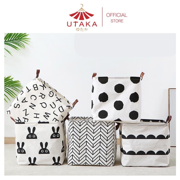 UKATA ผู้ติดตามใหม่ลด10% ตะกร้าผ้าเก็บของ พับได้ สไตลล์นอร์ดิก 6 ลวดลายให้เลือกซื้อ E75