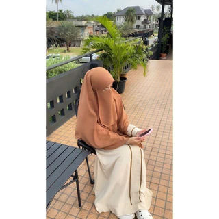 ผ้าคลุมผม ทรงไข่(Hijab)หน้ากุ๊กไก่ใส่คางได้พร้อมผ้าปิดหน้าไซส M L XL