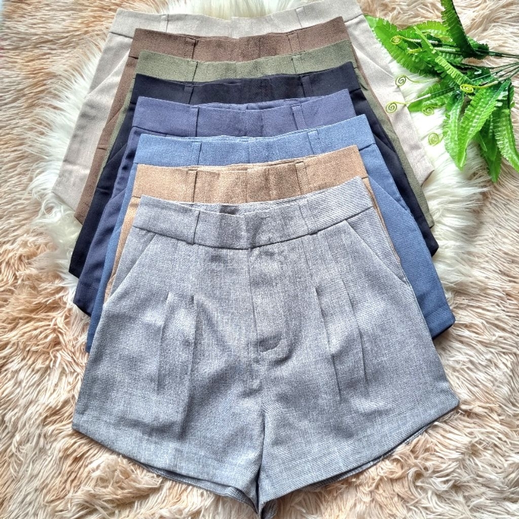 บาร์บี้ขาสั้น ผ้าโซดา ปลายขาโค้ง S-3XL เอวสูง เซ็กซี่เบา ๆ เป้าลึก  ทรงสวย น่ารั