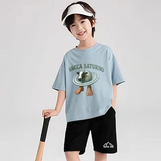 เสื้อยืดแขนสั้น พิมพ์ลาย แฟชั่นฤดูร้อน เด็กชายแขนสั้น