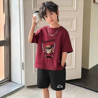 เสื้อยืดแขนสั้น พิมพ์ลาย แฟชั่นฤดูร้อน เด็กชายแขนสั้น