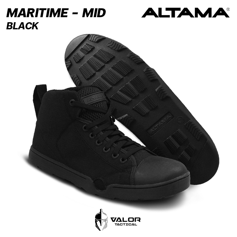 Altama - Maritime Mid Wide [Black] รองเท้ายุทธวิธี มีรูระบายน้ำ และที่ล็อกตีนกบ รองเท้าผ้าใบ ผู้ชาย 