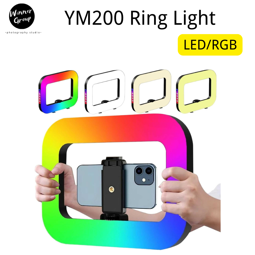 HandheldRing Lightไฟ LED RingYM200RGB/YM200LEDแบบมือถือสำหรับโทรศัพท์ไฟเซลฟี่ไฟวิดีโอแบบกันสั่นสำหรับกล้อง ถ่ายภาพ