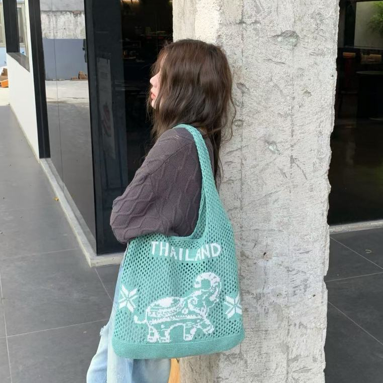 B171)กระเป๋าสานช้าง ของใหม่กระเป๋าสะพาย สีโดปามีน เหมาะแก่การถ่ายรูป (จัดส่งจากกรุงเทพ) - รูปที่ 3