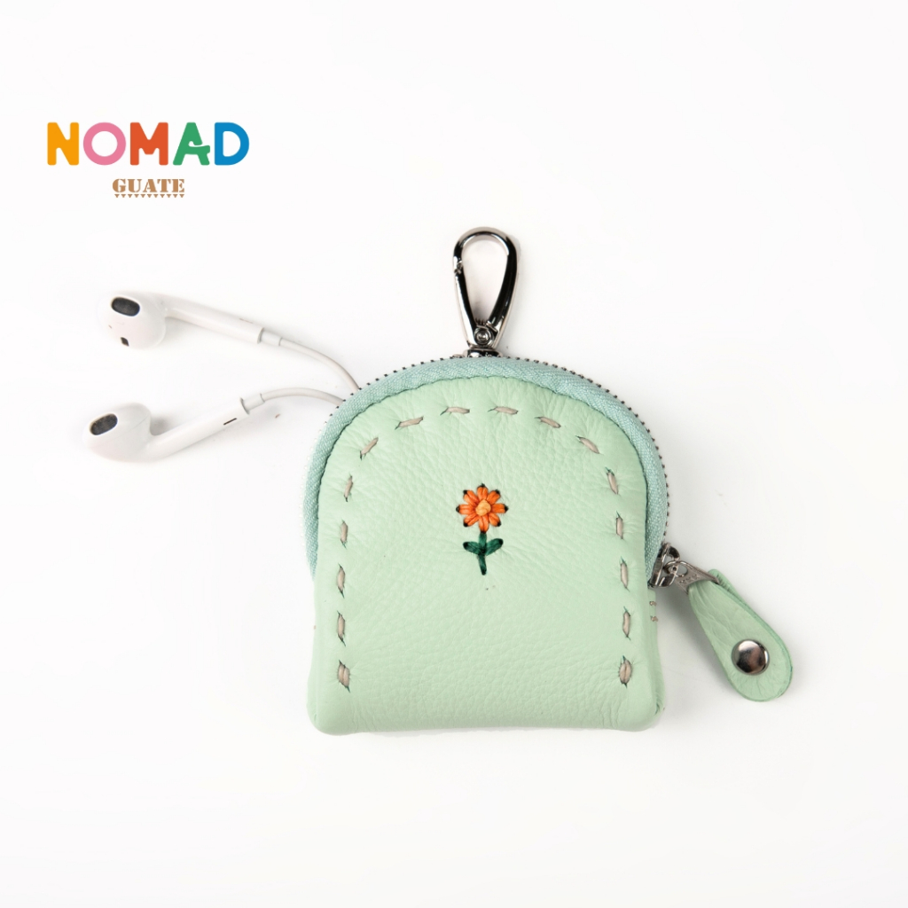 GUATE - Molly Flower กระเป๋าอเนกประสงค์ สำหรับใส่หูฟัง AirPods หรือเหรียญ และอื่นๆ มีห่วงสำหรับห้อยกระเป๋า ปักดอกไม้