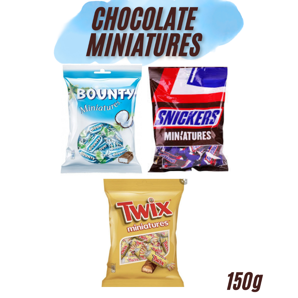 Chocolate Miniatures (bounty / twix / snickers)  มีประมาณ 14 ชิ้น นํ้าหนัก 150 กรัม