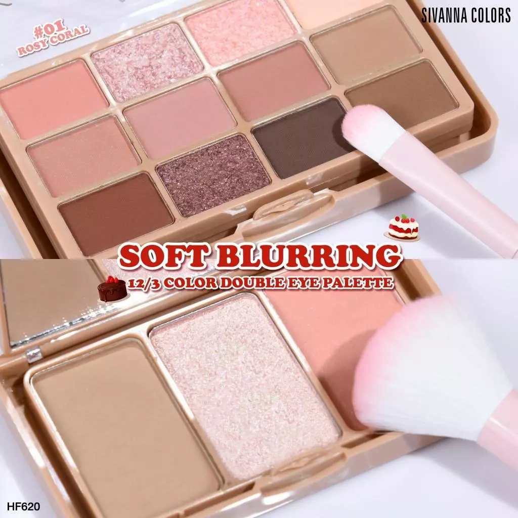 Sivanna Colors SOFT BLURRING 12/3 COLOR DOUBLE EYE PALETTE :HF620 | เมคอัพเซต อายแชโดว์ 12 เฉดสี บลัชออน คอนทัวร์ ไฮไลท์ thumbnail 4
