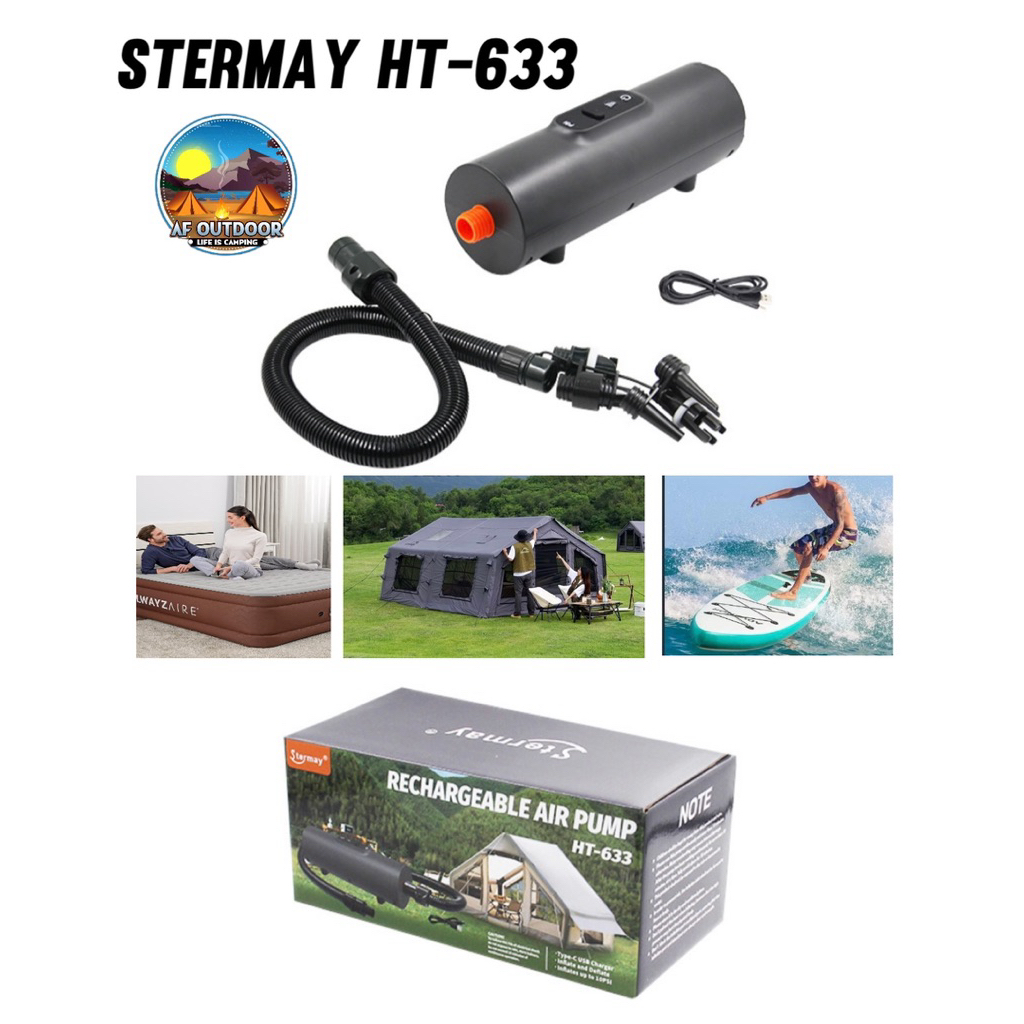 💥พร้อมส่ง มีส่งด่วน💥Stermay HT-633ปั้มลมไฟฟ้าแรงดันสูง มีแบตในตัวสำหรับสูบ ที่สูบลมเต็นท์ Coody เรือ SUP Board