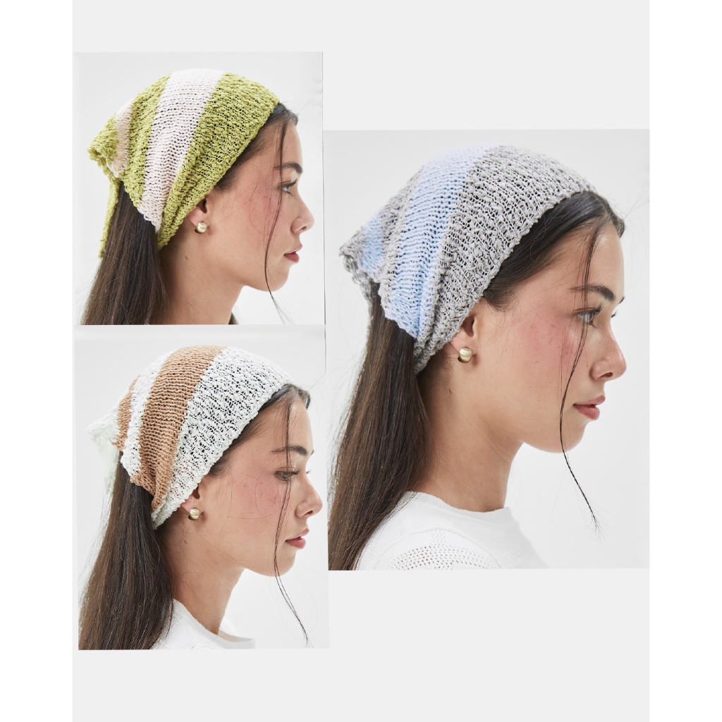 CUPPA - LINE Hair Scarf (3สี) ผ้าโพกผม ไหมพรม เนื้อผ้ามีผิวสัมผัส เพิ่มดีเทลด้วย แถบแนวนอนตัดสี ให้ฟีลน่ารัก วินเทจ