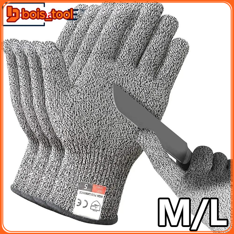 ถุงมือกันบาด M/L เกรด 5 HPPE ถุงมือป้องกันการบาด ถุงมือป้องกันรอยขีดข่วนสำหรับการตัดผักและเคลื่อนย้ายสินค้า