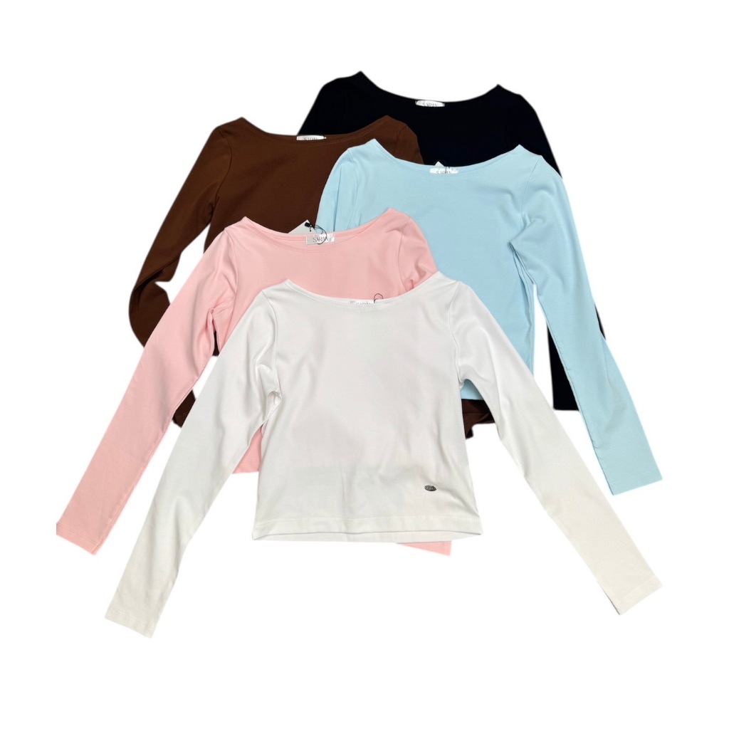 SR16 SARAN เสื้อแขนยาวปาดไหล่ ผ้ายูนิ