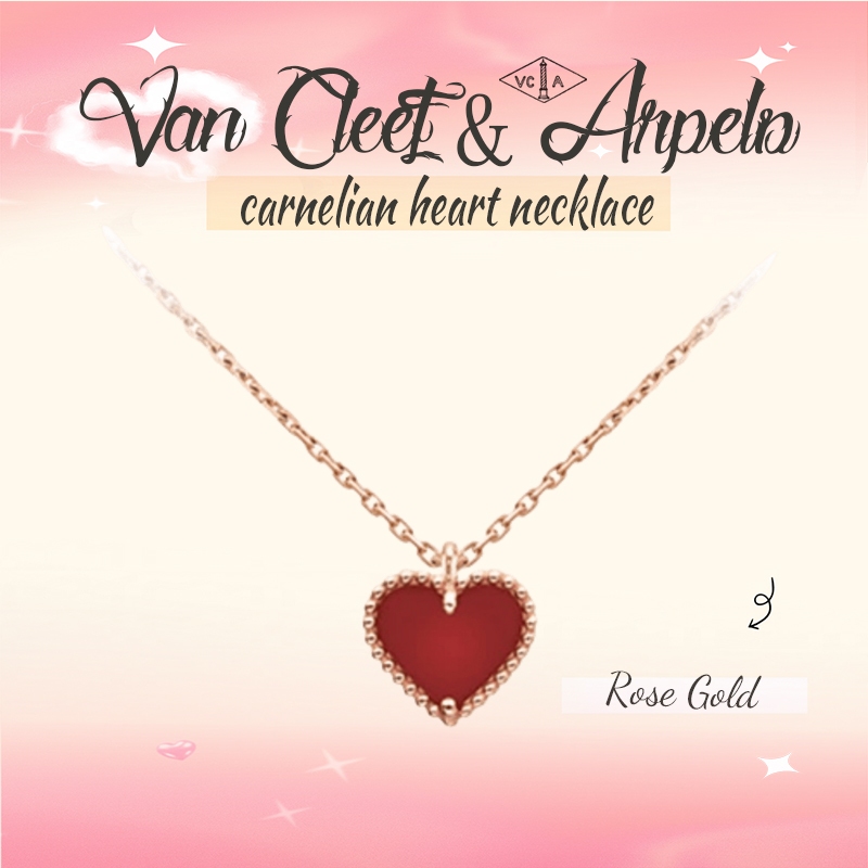 ของแท้100% 💎 VAN CLEEF & ARPELS สร้อยคอ Rose gold carnelian heart necklace